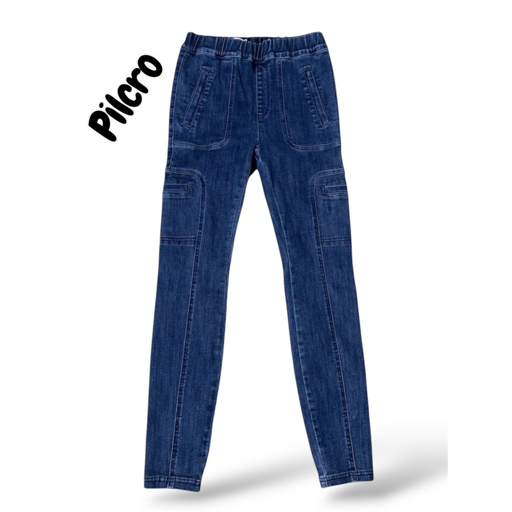 Pilcro Anthropologie High Rise Denim Legging Cargo Jeans Dark Wash Small A36